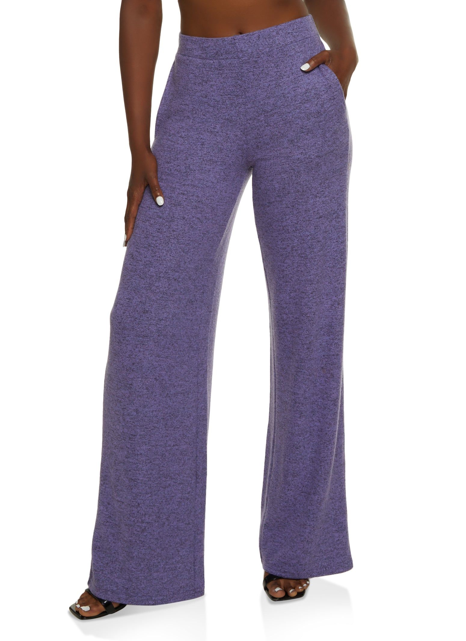Brushed Knit High Waist Wide Leg Pants sold by Rainbow