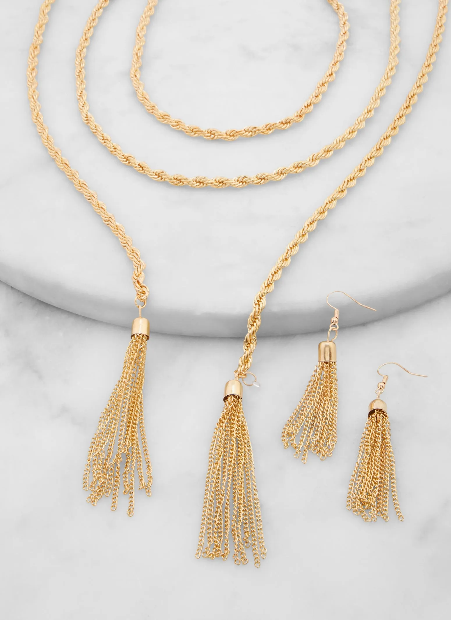 Tassel Lariat Necklace and Drop Earrings sold by Rainbow product image thumbnail 2