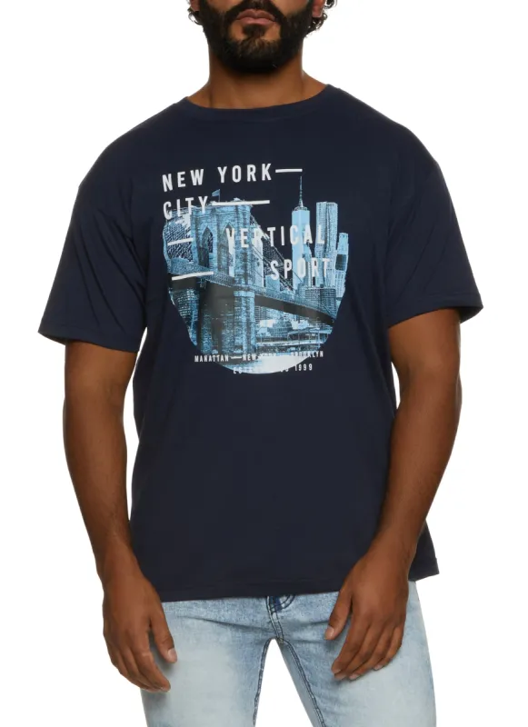 Mens New York City Short Sleeve Crew Neck Graphic T Shirt sold by Rainbow