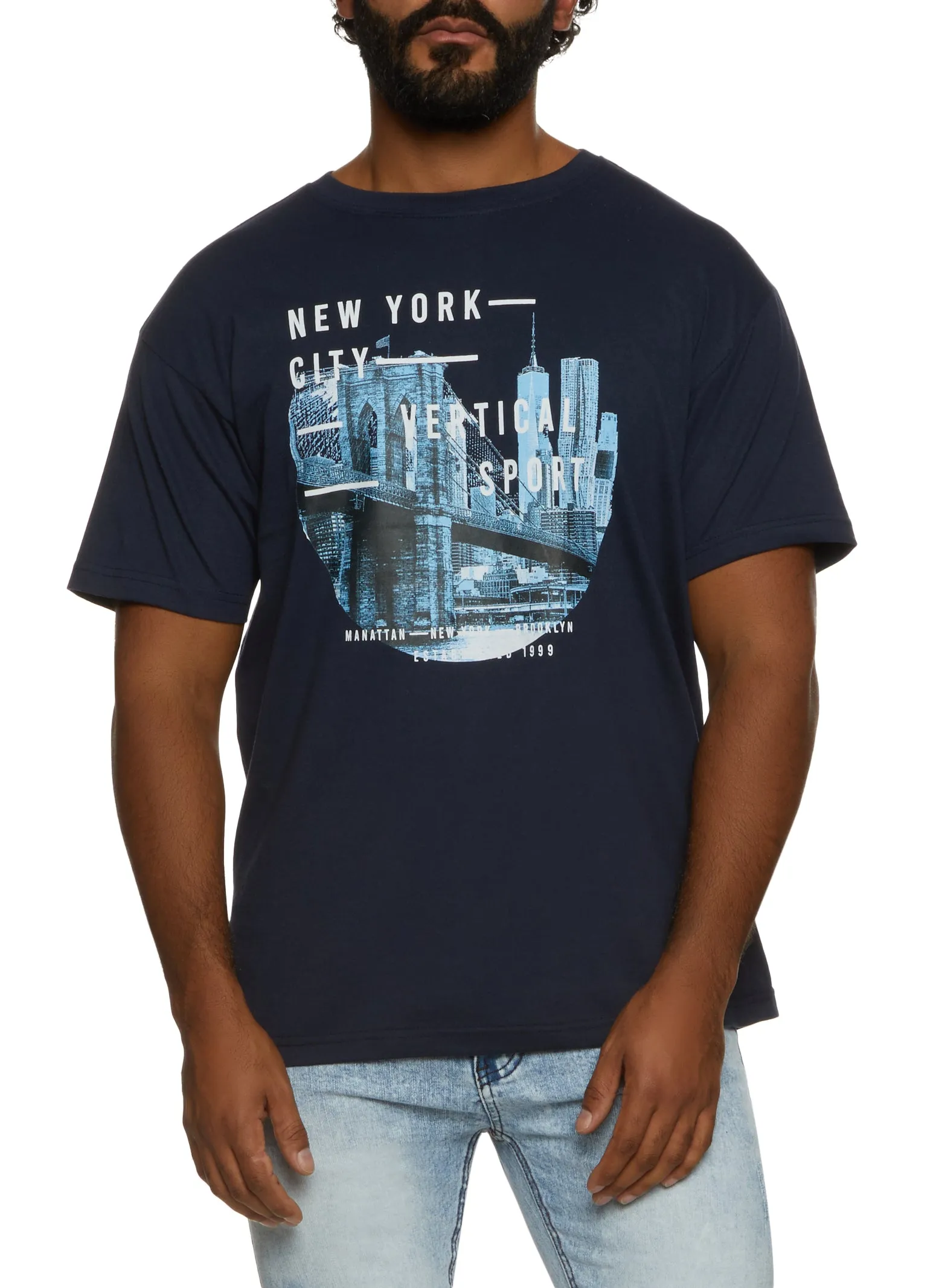 Mens New York City Short Sleeve Crew Neck Graphic T Shirt sold by Rainbow
