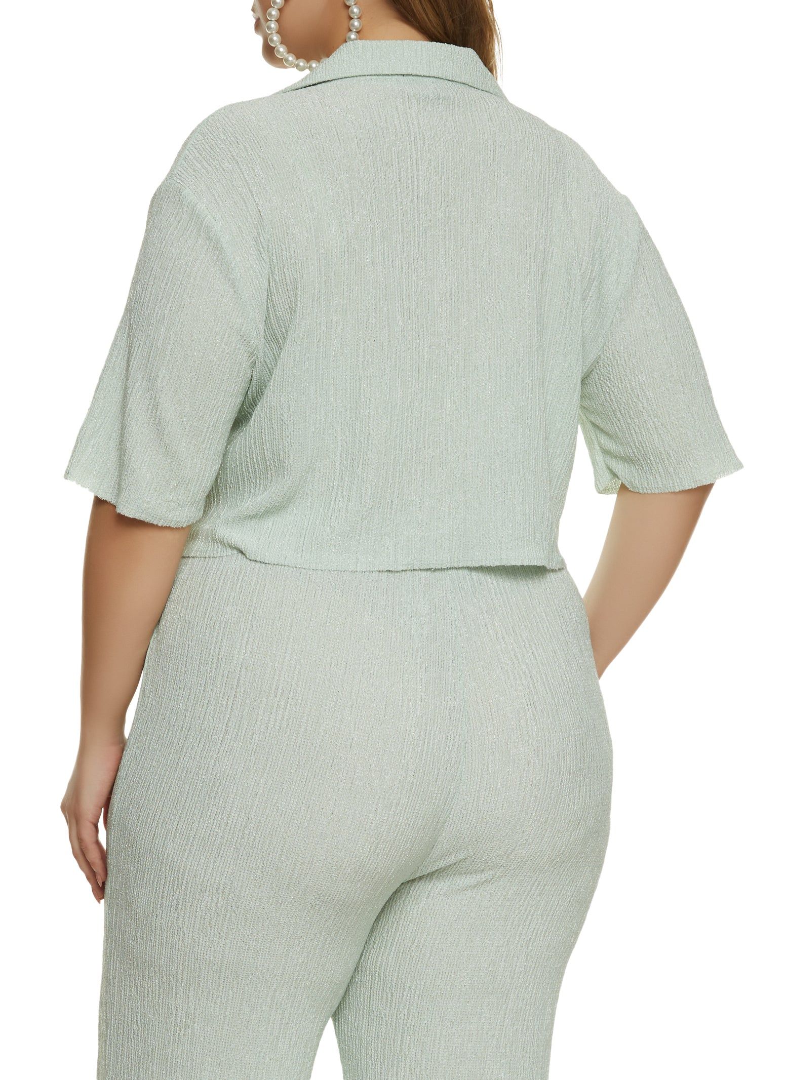 Plus Size Textured Knit Button Front Shirt sold by Rainbow product image thumbnail 3