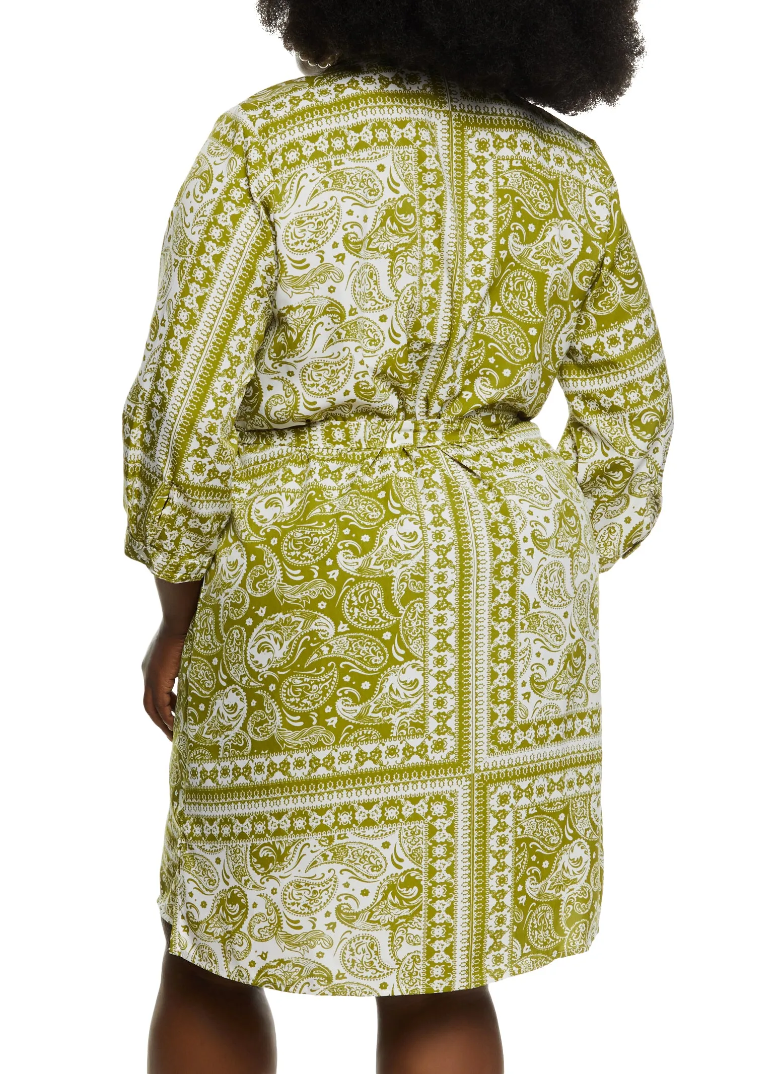 Plus Size Paisley Print Belted Shirt Dress sold by Rainbow product image thumbnail 3