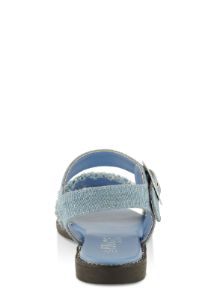 Frayed Denim Rhinestone Ankle Strap Sandals sold by Rainbow