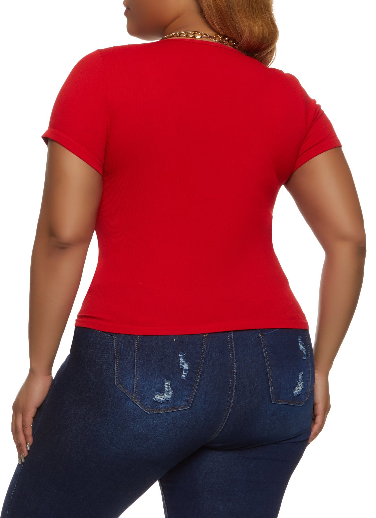 Plus Size Seamless Short Sleeve Henley Top sold by Rainbow product image thumbnail 2