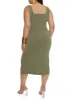 Plus Size Square Neck Midi Side Slit Tank Dress sold by Rainbow