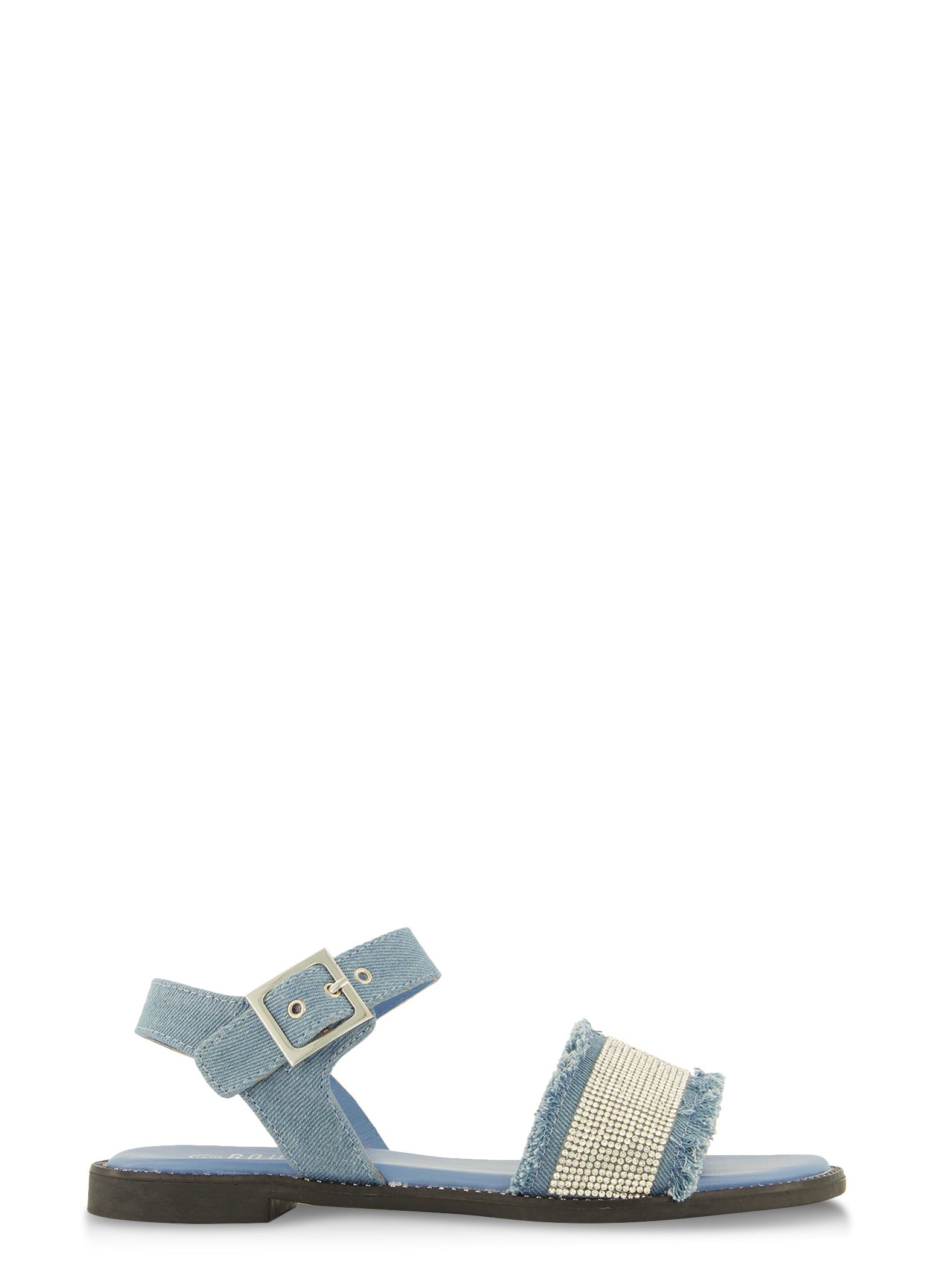 Frayed Denim Rhinestone Ankle Strap Sandals sold by Rainbow product image thumbnail 2