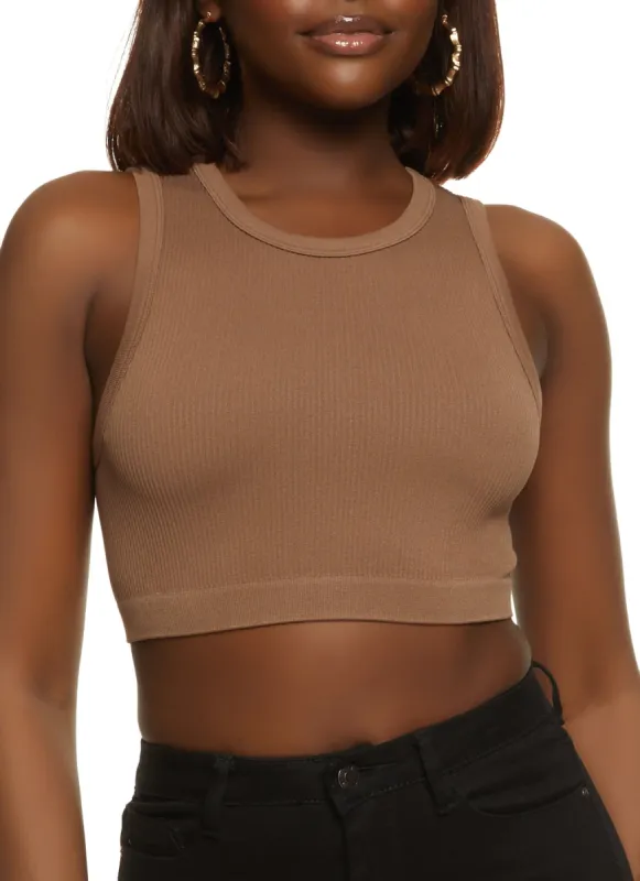 Seamless Compression Ribbed Cropped Tank Top sold by Rainbow