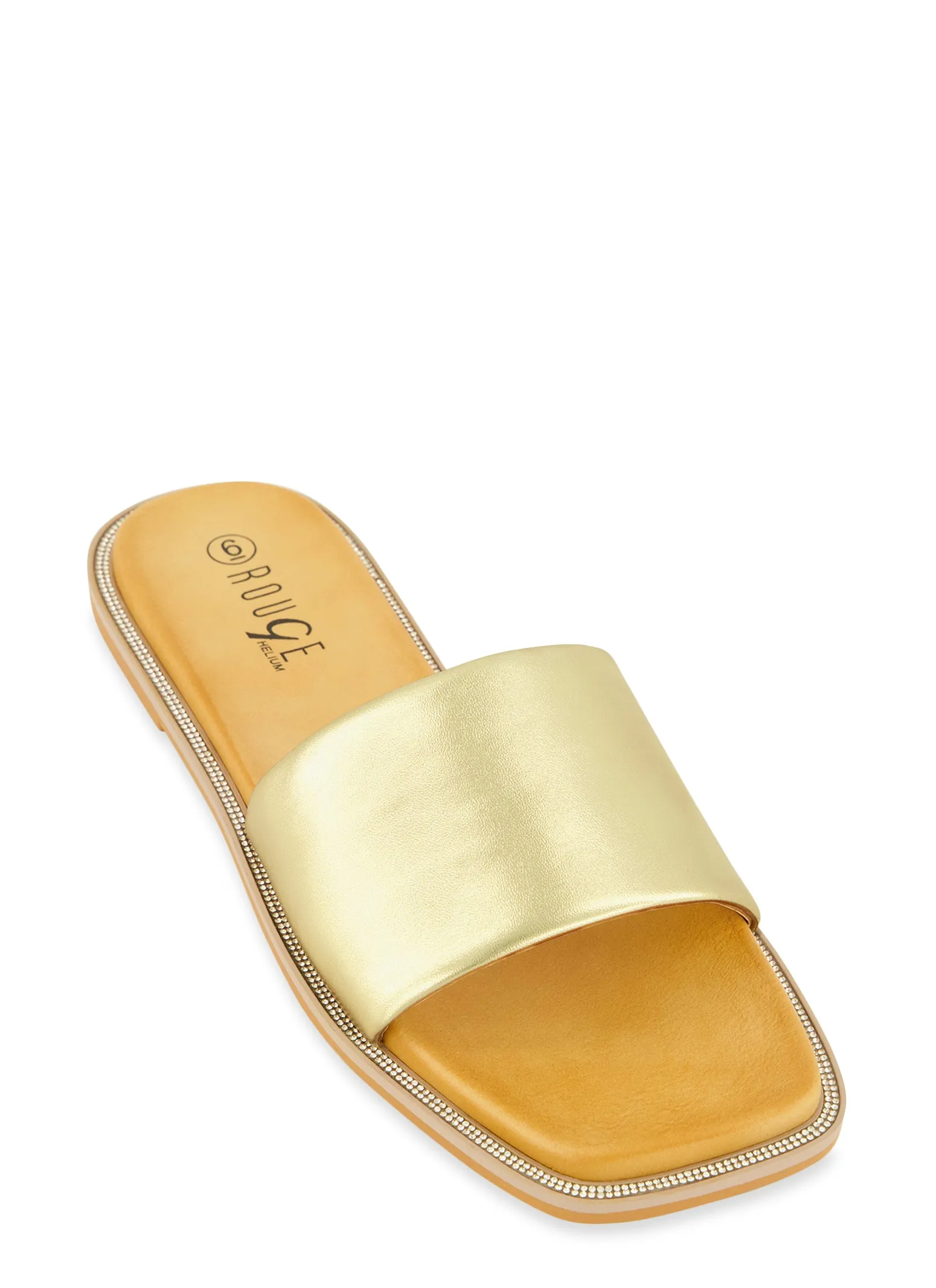 Rhinestone Trim Single Band Slide Sandals sold by Rainbow