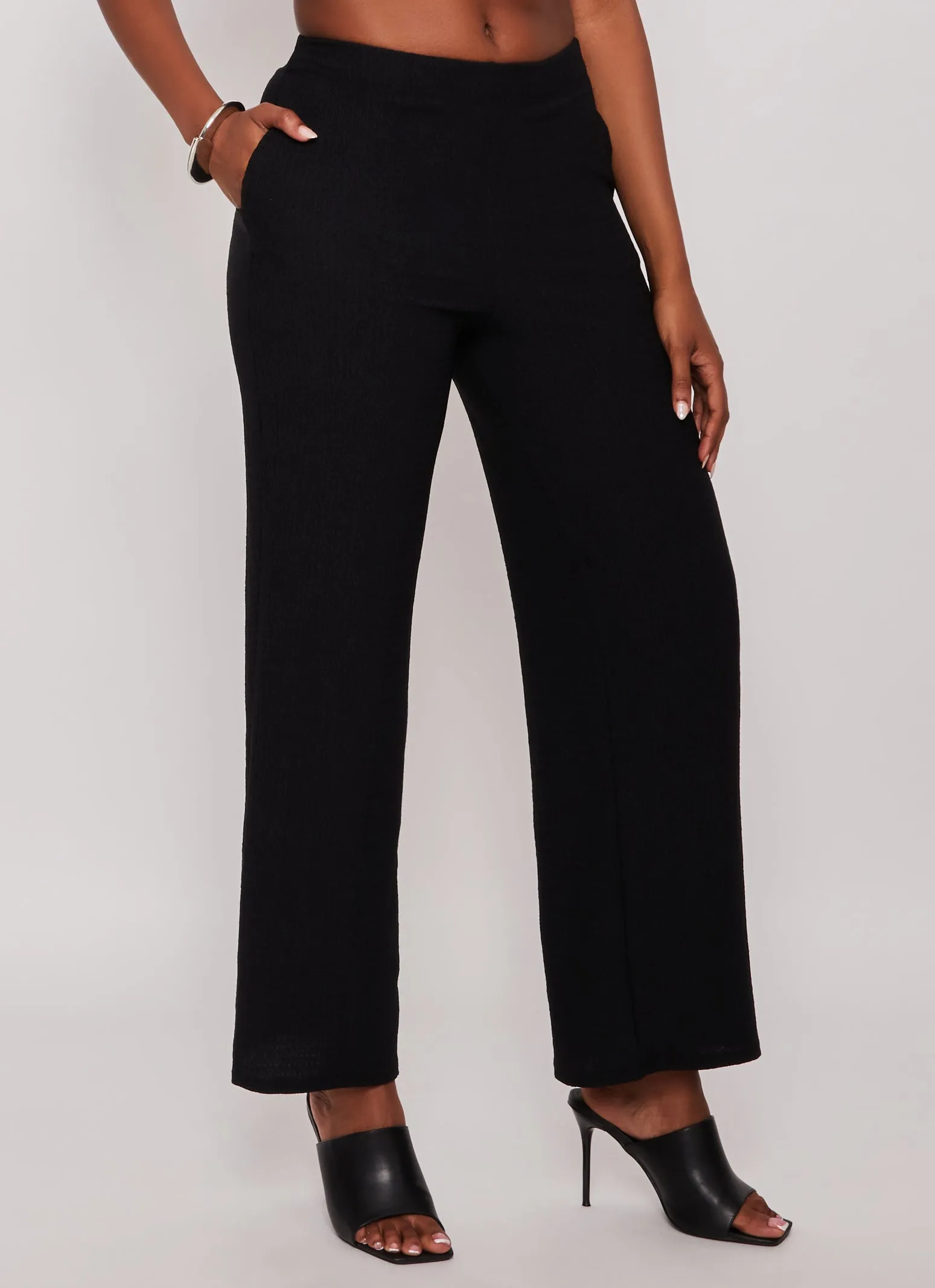 Textured Knit High Waisted Wide Leg Pants sold by Rainbow product image thumbnail 2