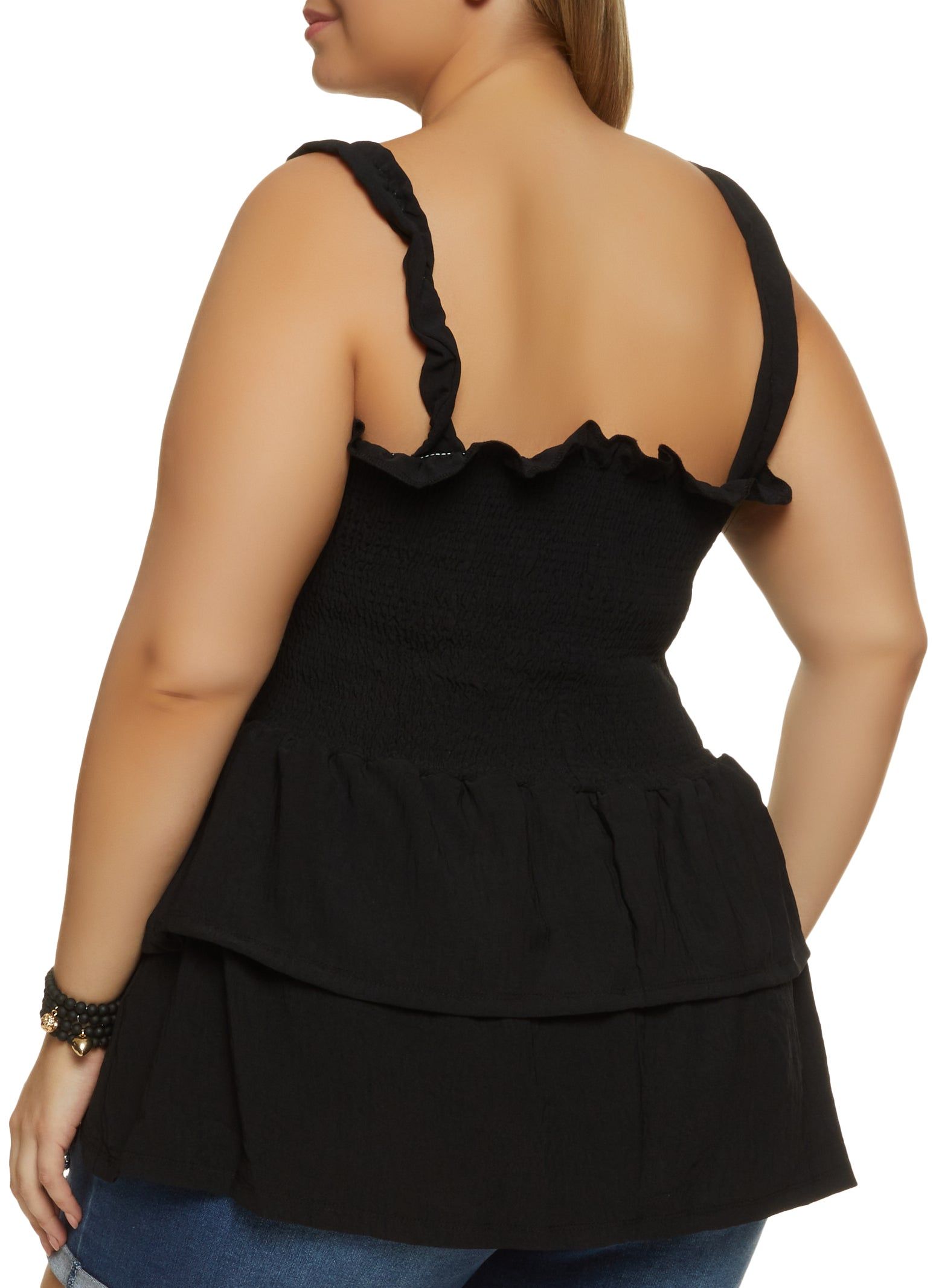 Plus Size Smocked Button Front Tank Top sold by Rainbow product image thumbnail 2