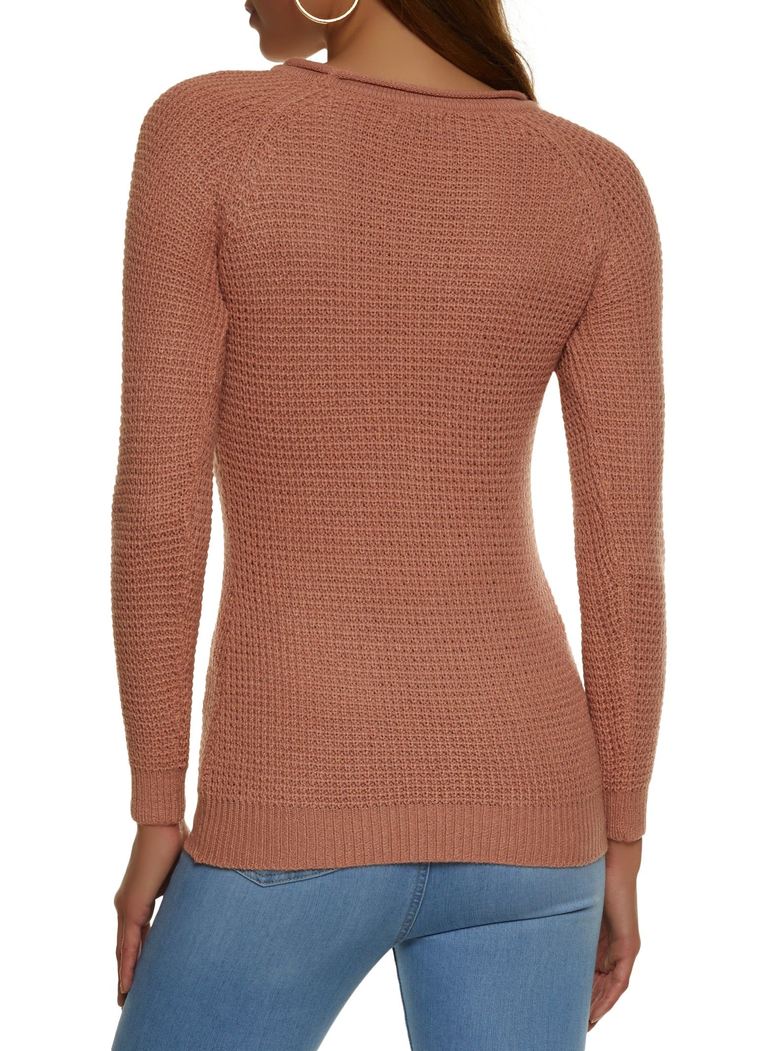 Waffle Knit Crew Neck Pullover Sweater sold by Rainbow product image thumbnail 2