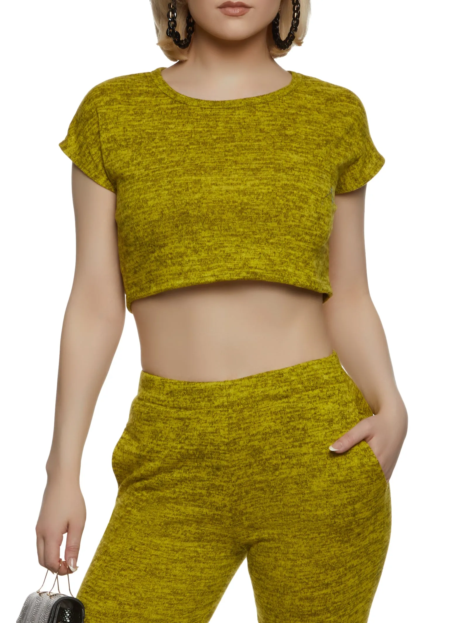 Brushed Knit Crew Neck Cropped Tee sold by Rainbow product image thumbnail 2