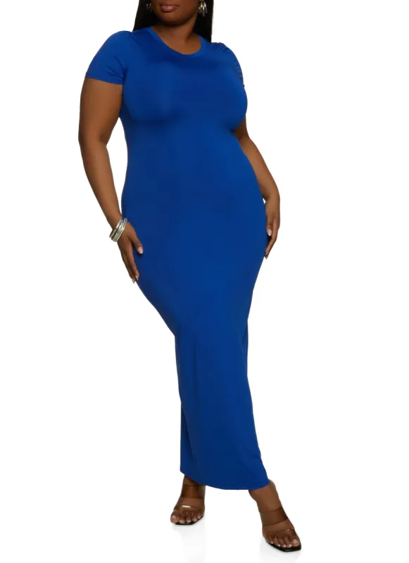 Plus Size Daisy Back Slit Maxi T Shirt Dress sold by Rainbow