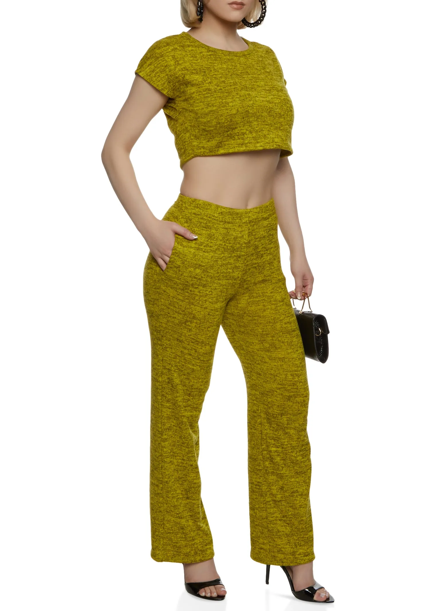 Brushed Knit Crew Neck Cropped Tee sold by Rainbow