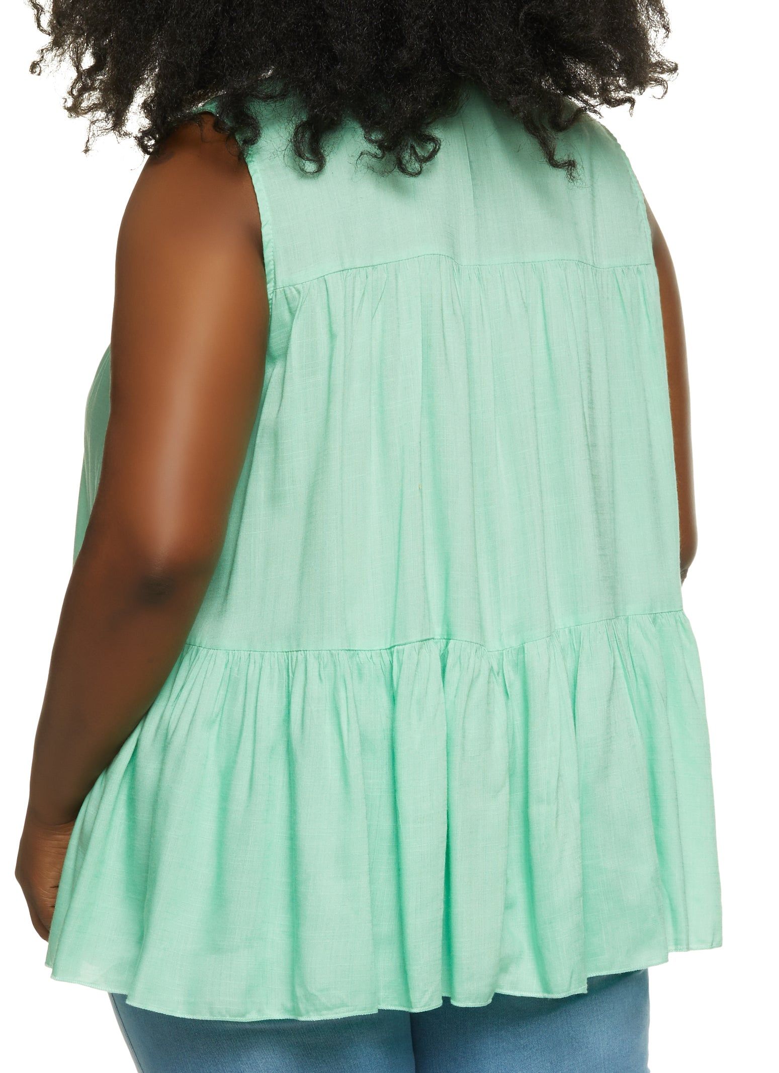 Plus Size Linen Tiered Button Front Shirt sold by Rainbow product image thumbnail 2
