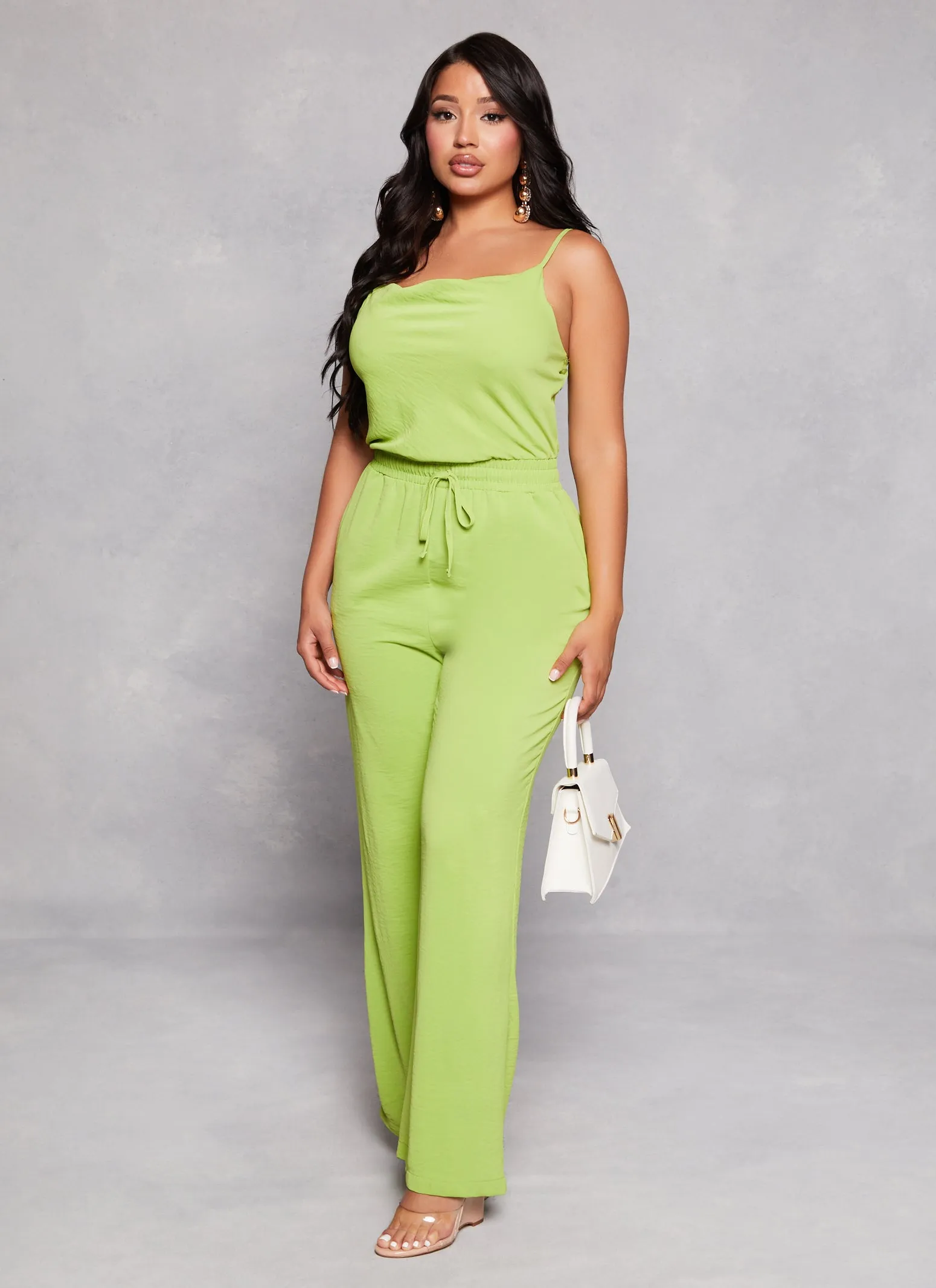 Cowl Neck Faux Drawstring Jumpsuit sold by Rainbow product image thumbnail 2
