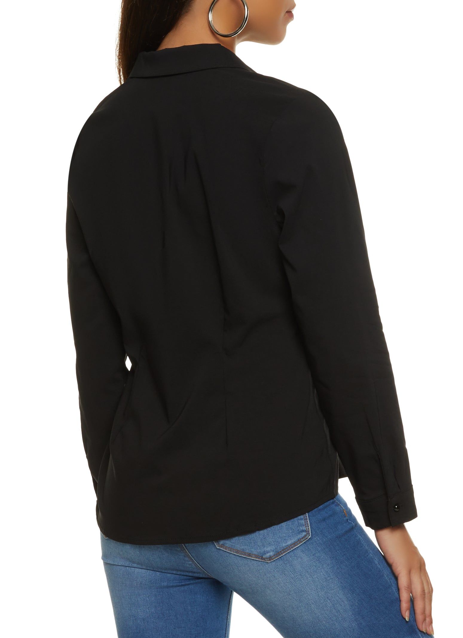 Long Sleeve Faux Pearl Button Front Shirt sold by Rainbow product image thumbnail 2
