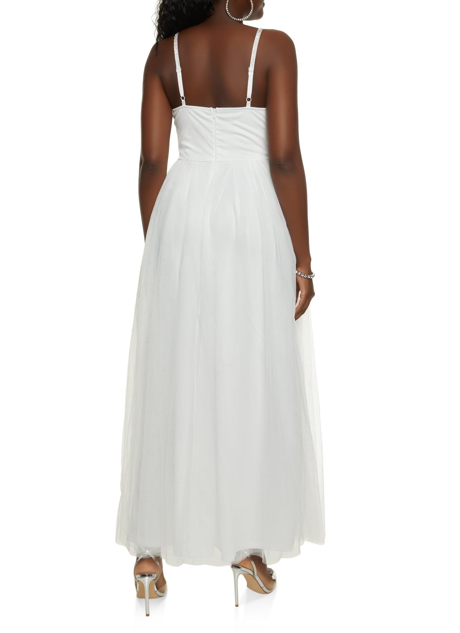 Rhinestone Strap Tulle Maxi Dress sold by Rainbow product image thumbnail 3