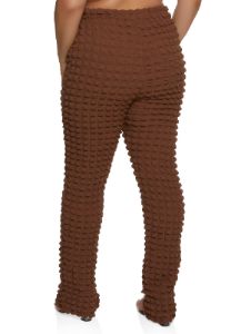 Plus Size Bubble Knit High Waist Split Hem Pants sold by Rainbow