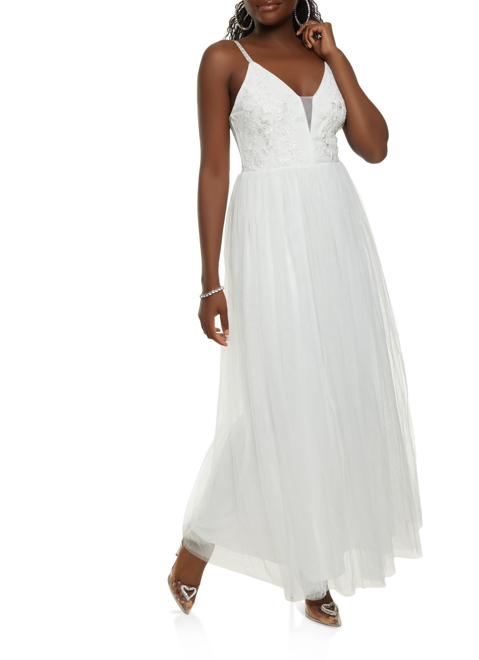 Rhinestone Strap Tulle Maxi Dress sold by Rainbow product image thumbnail 2