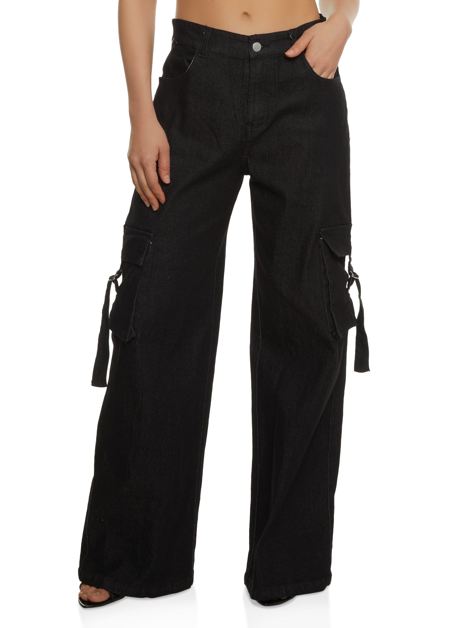 Denim Cargo Wide Leg Pants sold by Rainbow