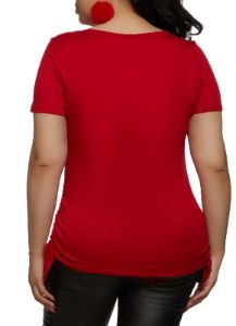 Plus Size Faith Rhinestone Ruched Graphic Tee sold by Rainbow