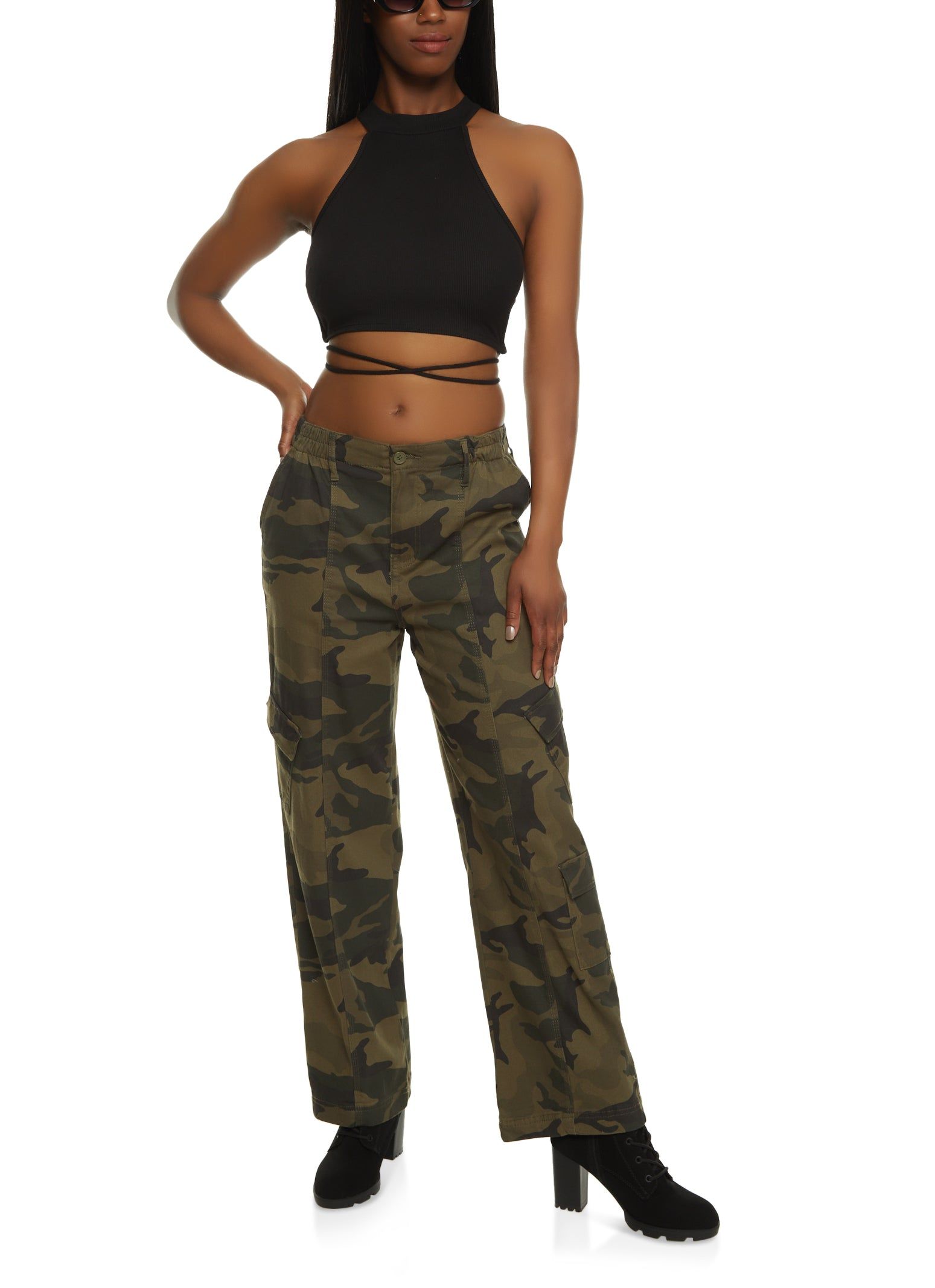 Twill Camo Wide Leg Cargo Pants sold by Rainbow product image thumbnail 2