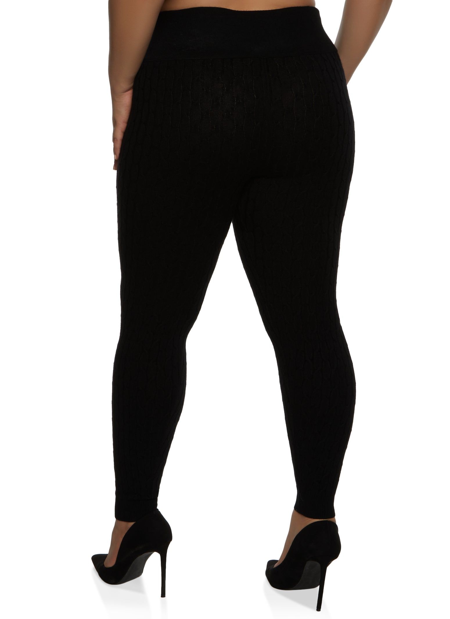 Plus Size High Waist Cable Knit Leggings sold by Rainbow product image thumbnail 2