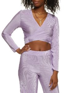 Plisse Cropped Wrap Top sold by Rainbow