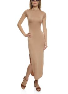 Mock Neck Cut Out Maxi Dress sold by Rainbow