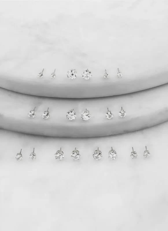 Cubic Zirconia Round Stud Earrings Set of 10 sold by Rainbow