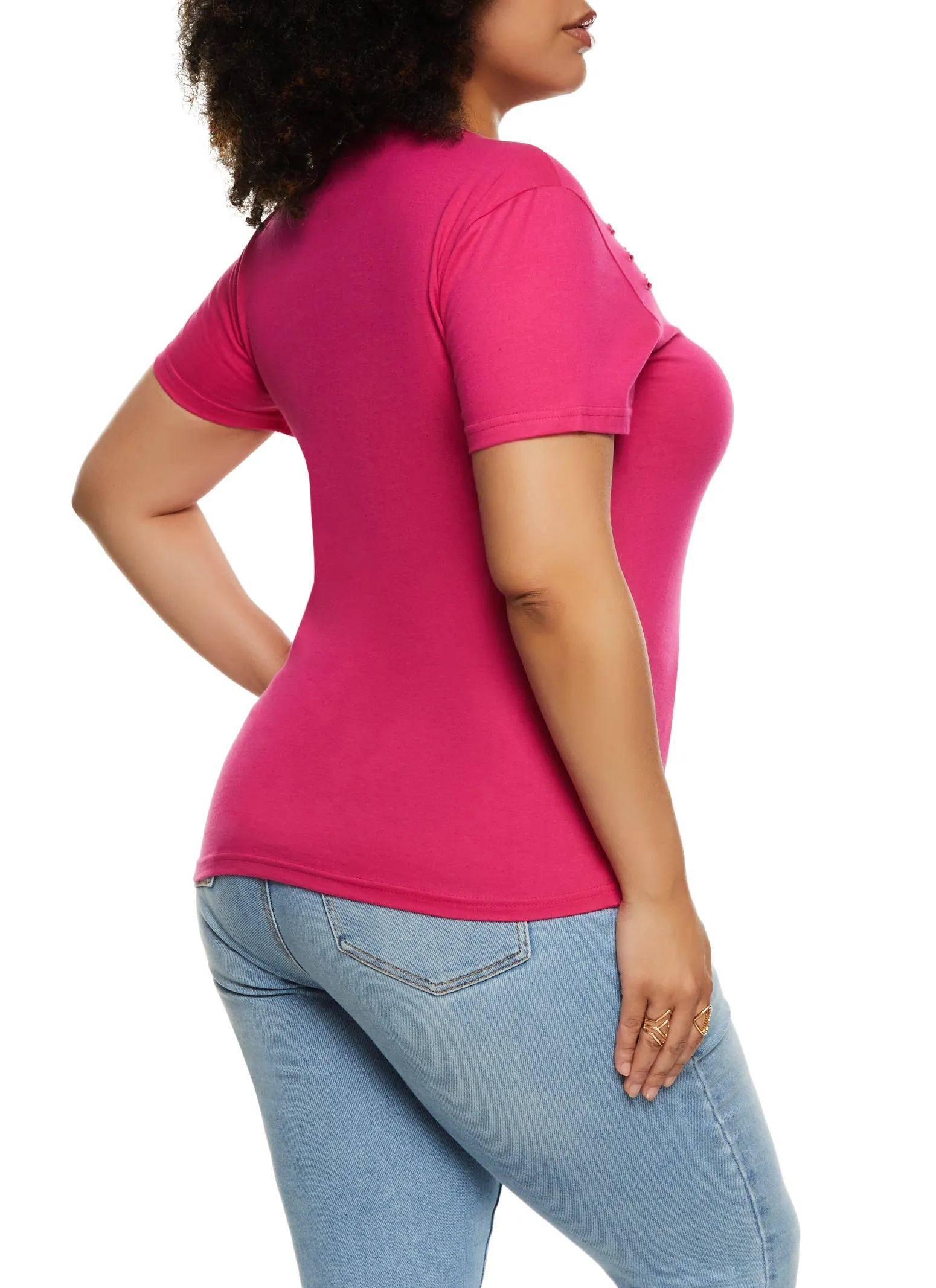 Plus Size Basic Laser Cut T Shirt sold by Rainbow product image thumbnail 3