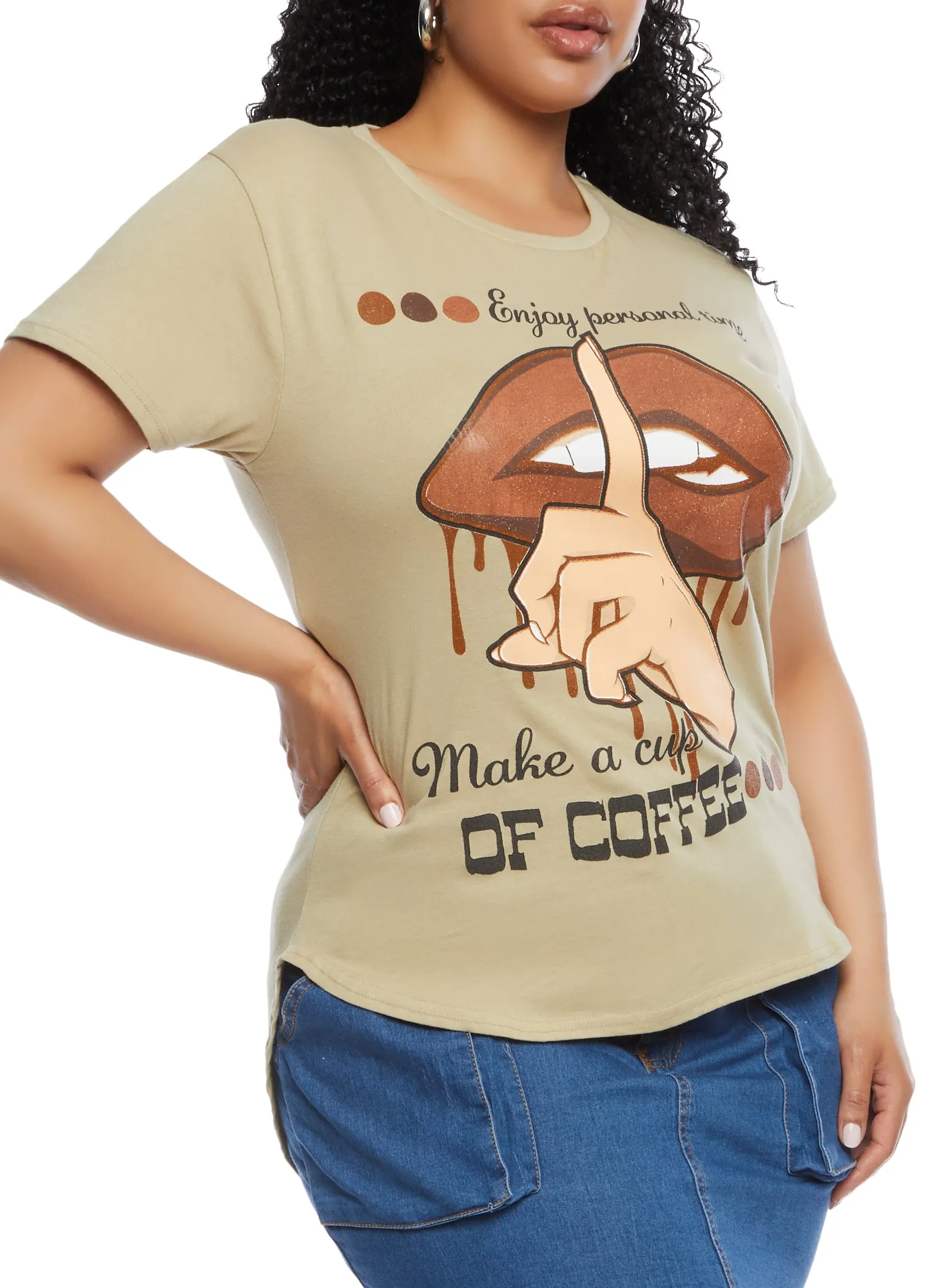 Plus Size Enjoy Personal Time Make A Cup Of Coffee Graphic Tee sold by Rainbow product image thumbnail 2