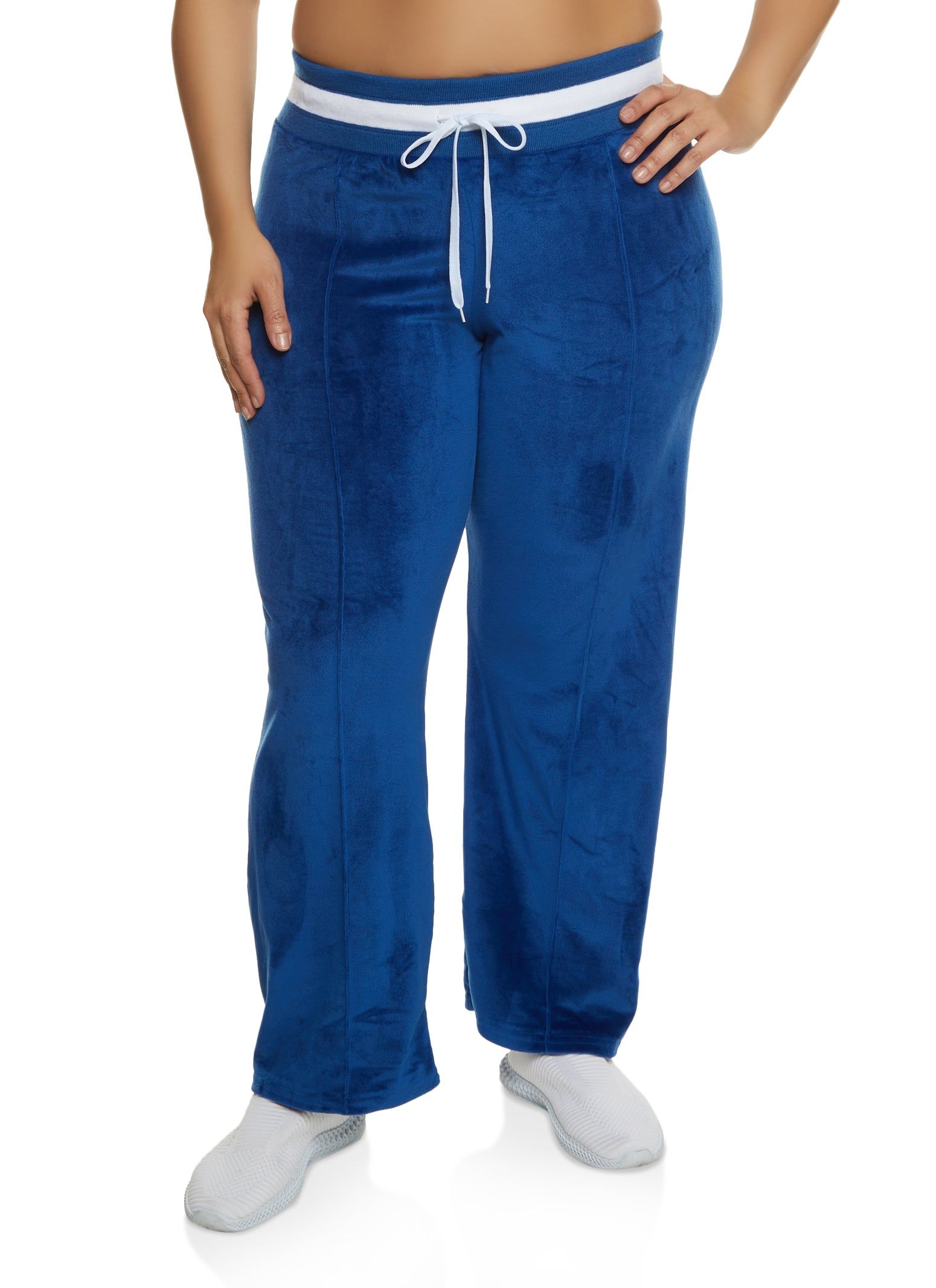 Plus Size Velour Pintuck Straight Leg Sweatpants sold by Rainbow