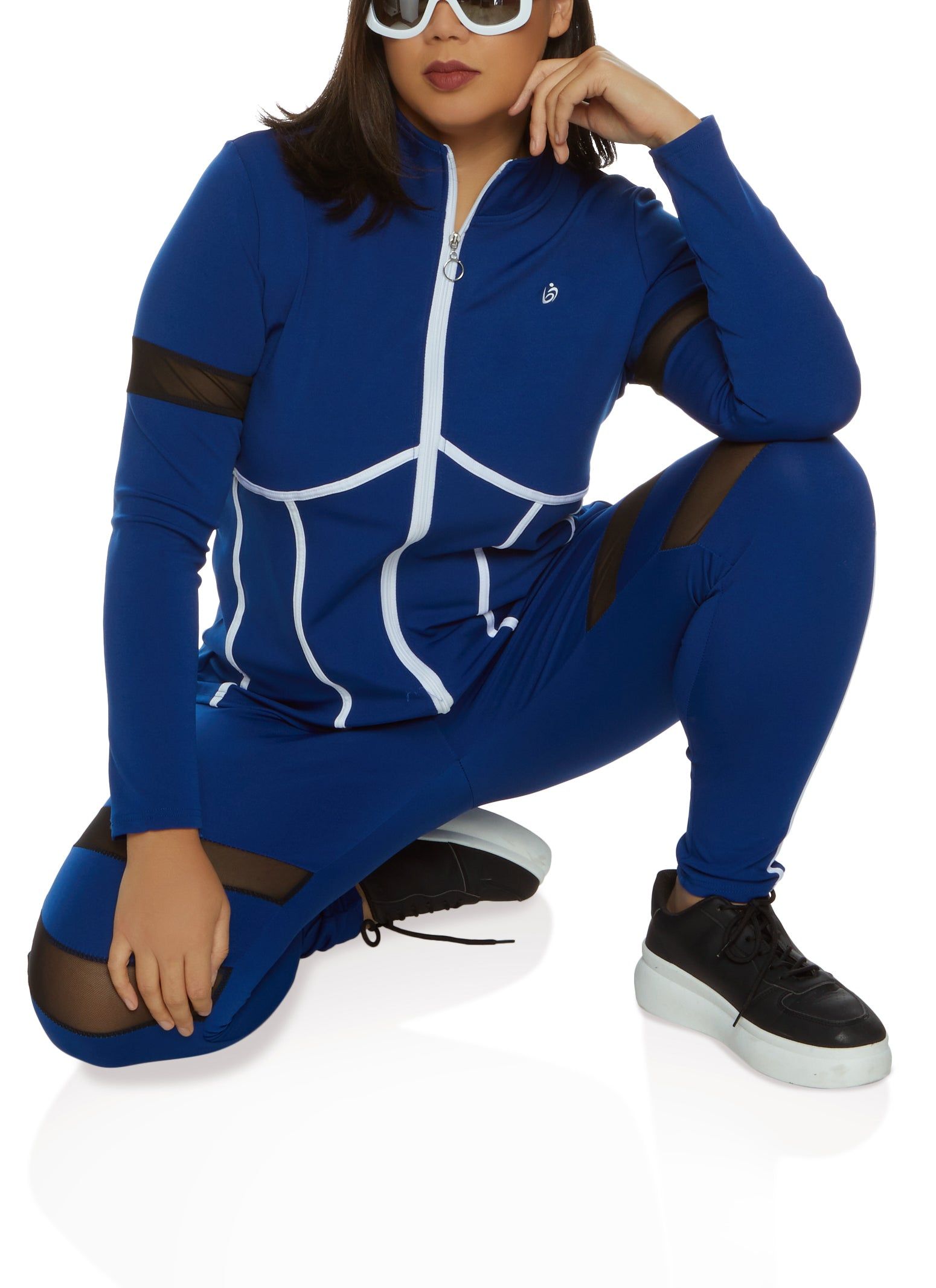 Plus Size Contrast Trim Zip Front Track Jacket sold by Rainbow product image thumbnail 2