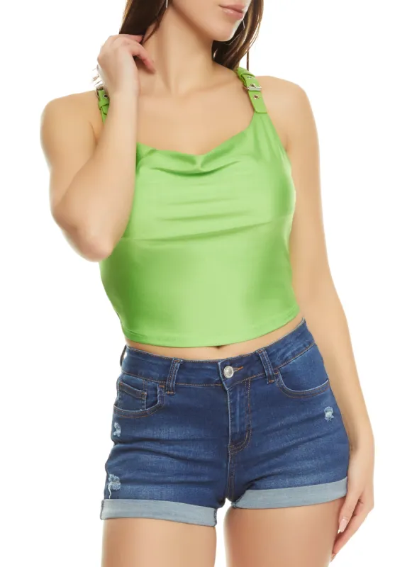 Faux Leather Buckle Strap Tank Top sold by Rainbow