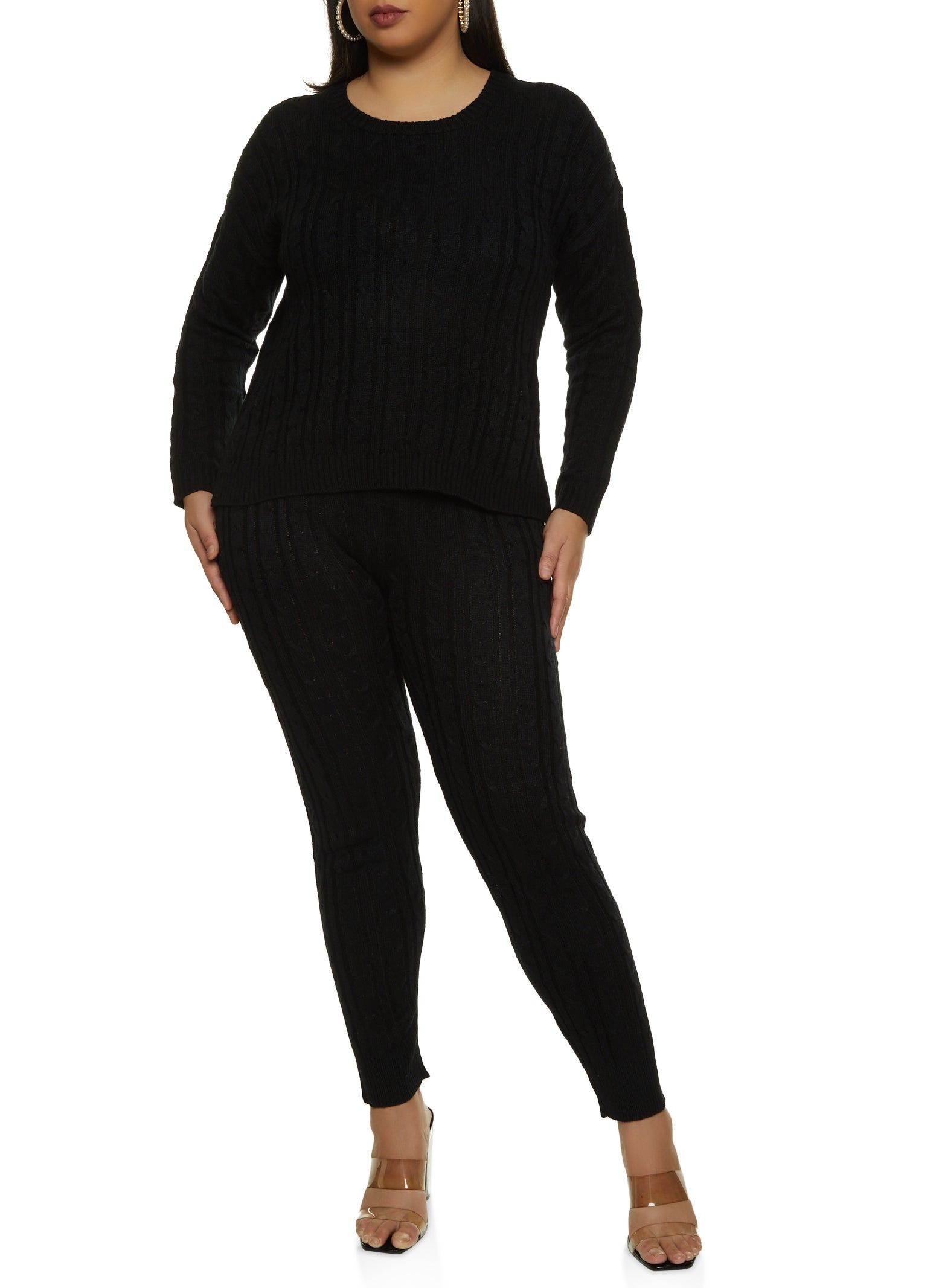Plus Size Cable Knit Crew Neck Sweater sold by Rainbow product image thumbnail 2
