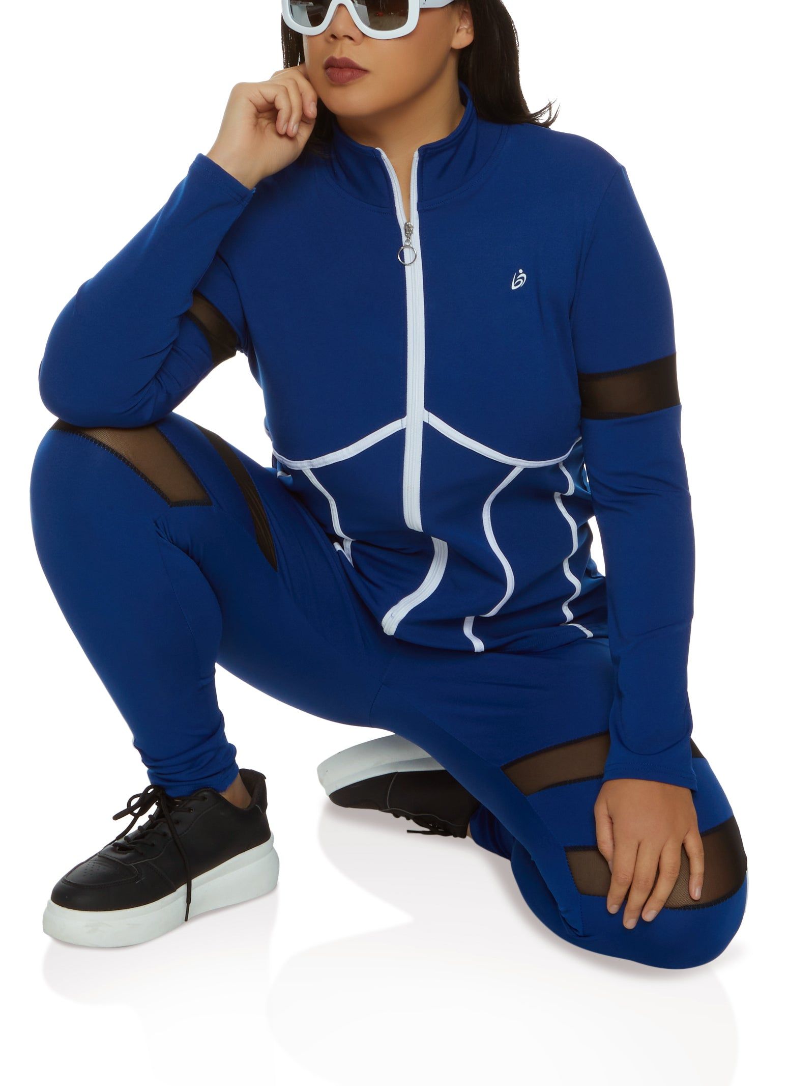 Plus Size Contrast Trim Zip Front Track Jacket sold by Rainbow