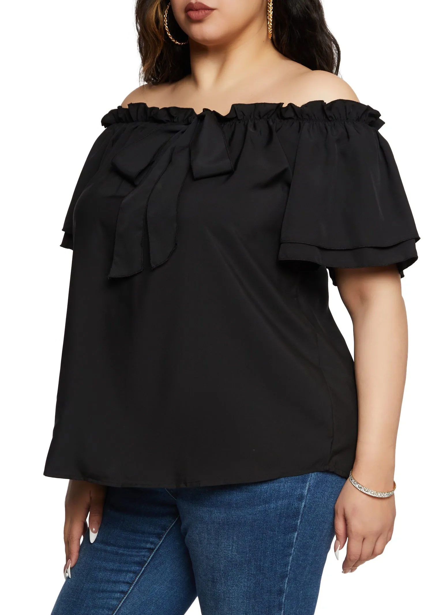 Plus Size Off the Shoulder Bow Front Blouse sold by Rainbow product image thumbnail 2