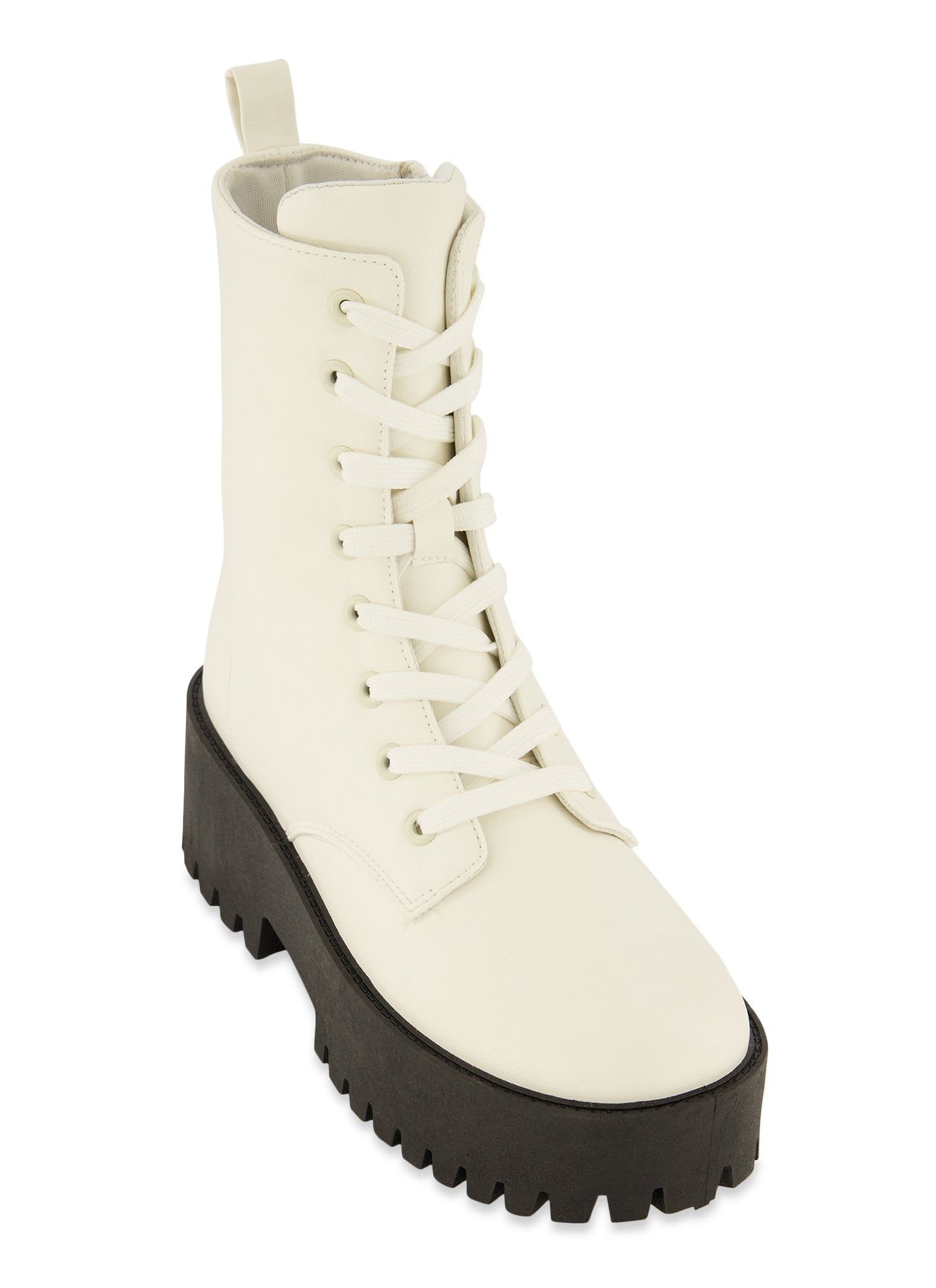 Solid Platform Combat Lace Up Boots sold by Rainbow
