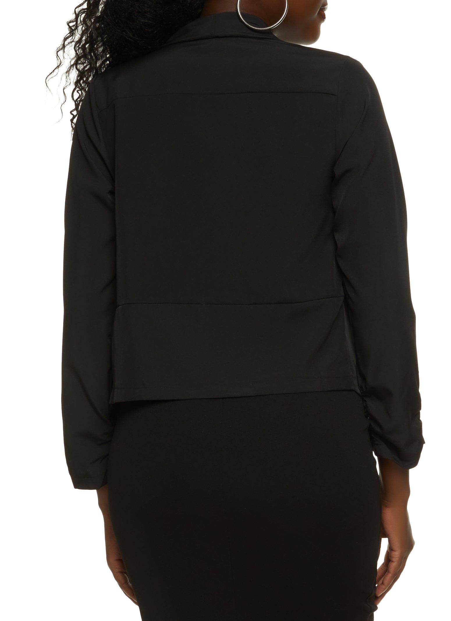 Solid Crepe Knit Ruched Sleeve Blazer sold by Rainbow product image thumbnail 2
