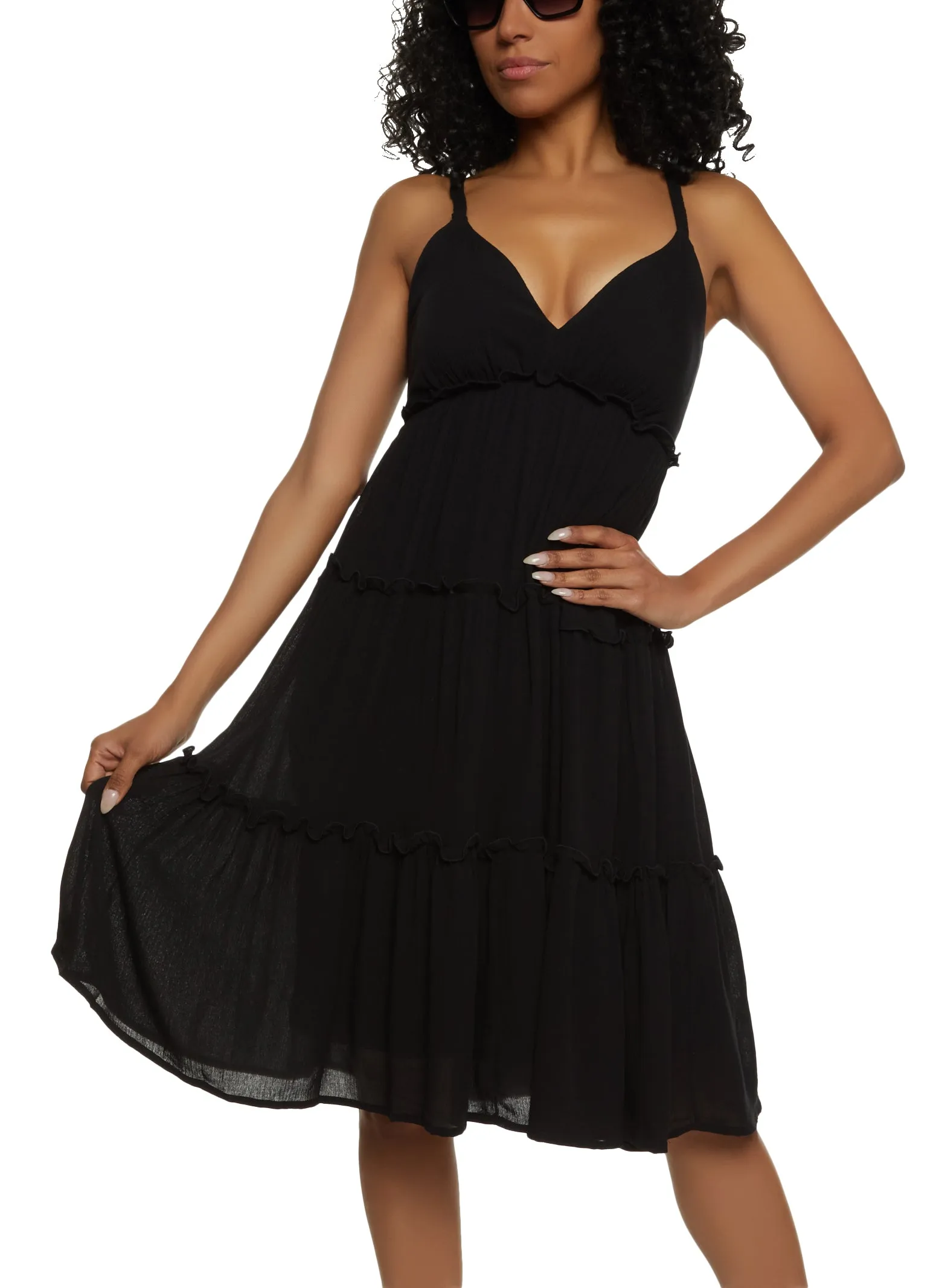 Haute Monde Tiered Cami Midi Dress sold by Rainbow