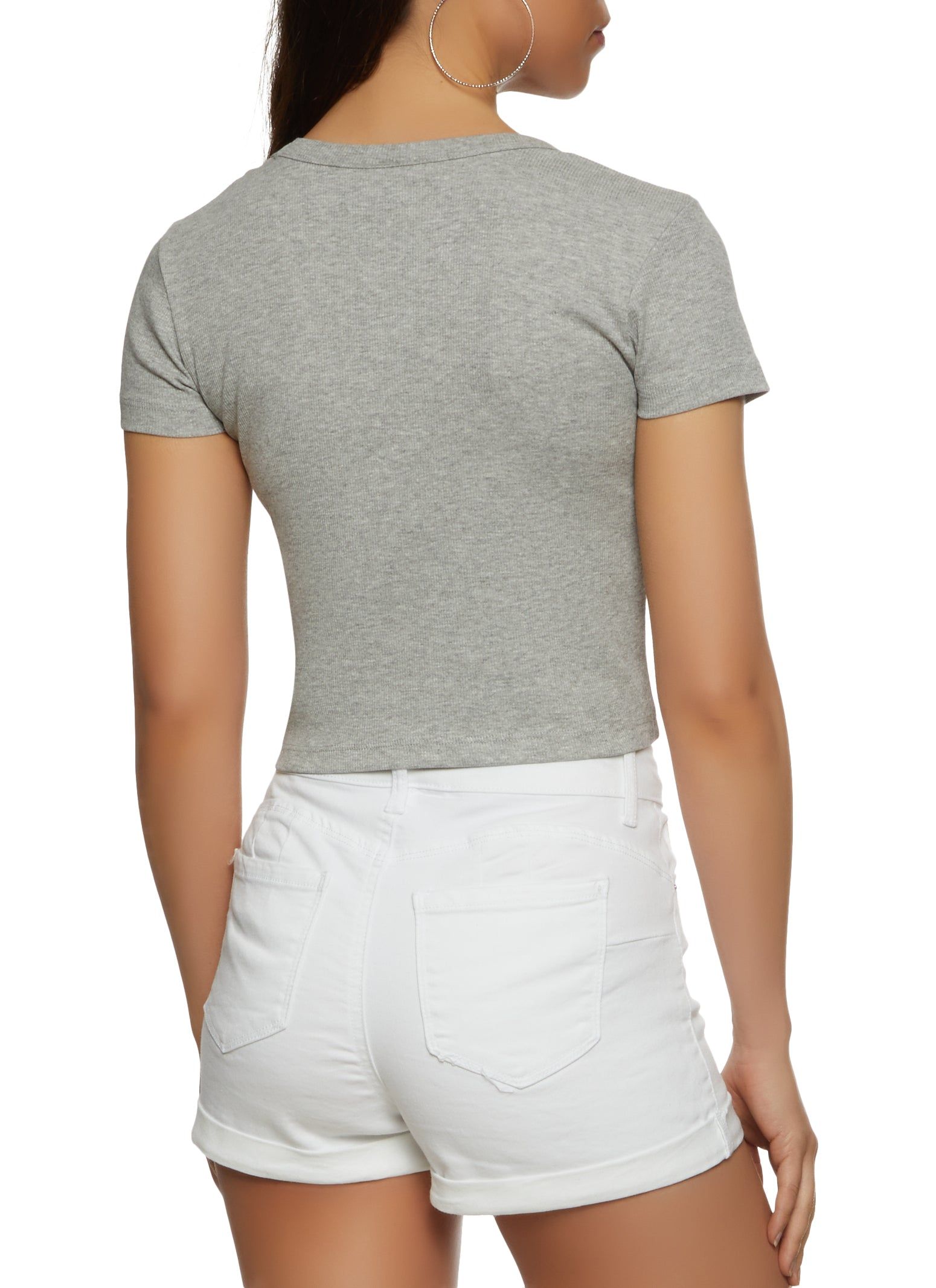 Basic V Neck Cropped T Shirt sold by Rainbow product image thumbnail 2