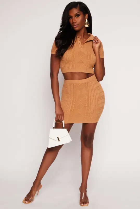 Daisy Cable Knit High Waist Pencil Skirt sold by Rainbow