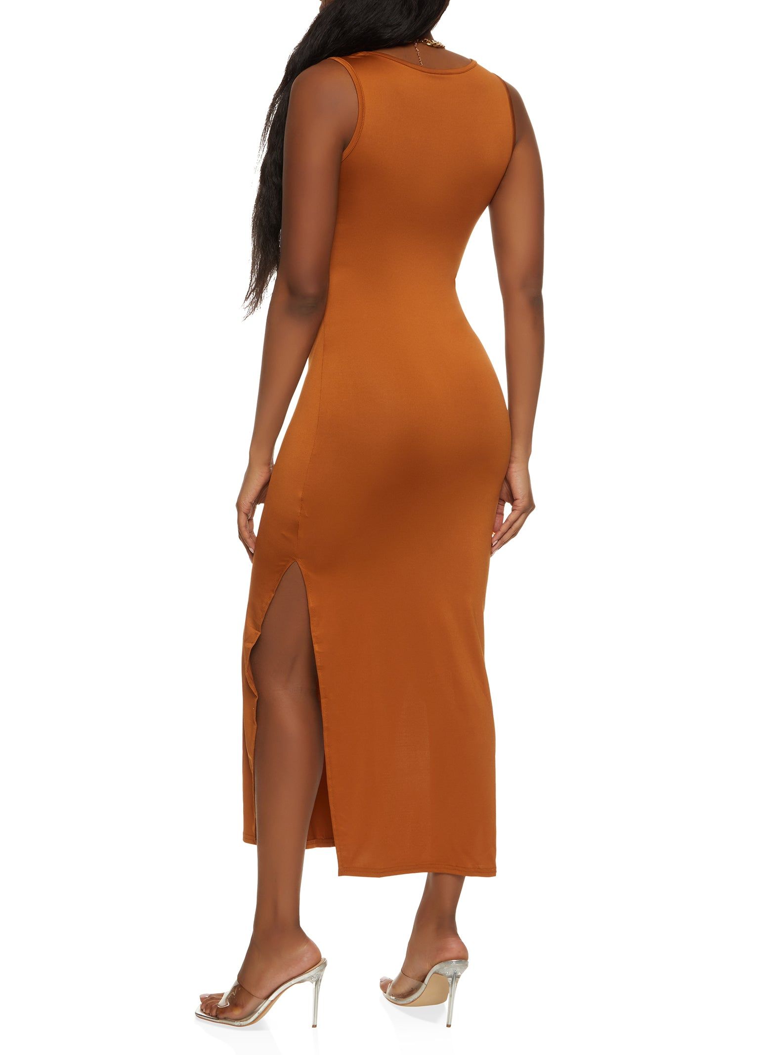 Scoop Neck Side Slit Maxi Tank Dress sold by Rainbow product image thumbnail 3