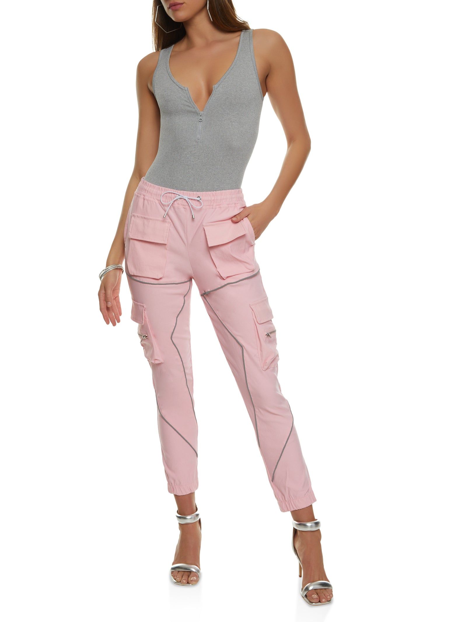 Contrast Piping Drawstring Cargo Joggers sold by Rainbow product image thumbnail 2