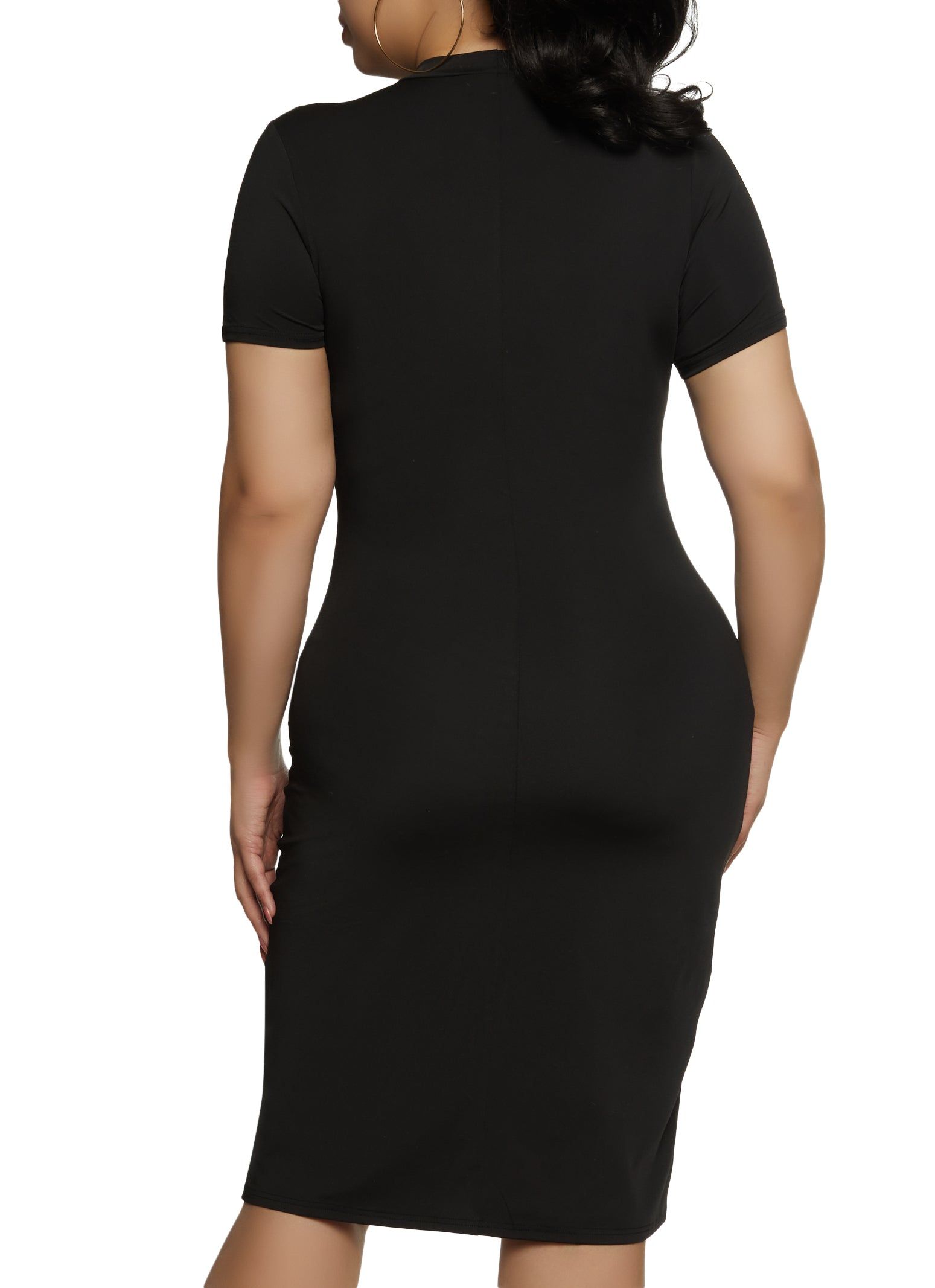 Plus Size Mock Neck Short Sleeve Midi Dress sold by Rainbow product image thumbnail 3