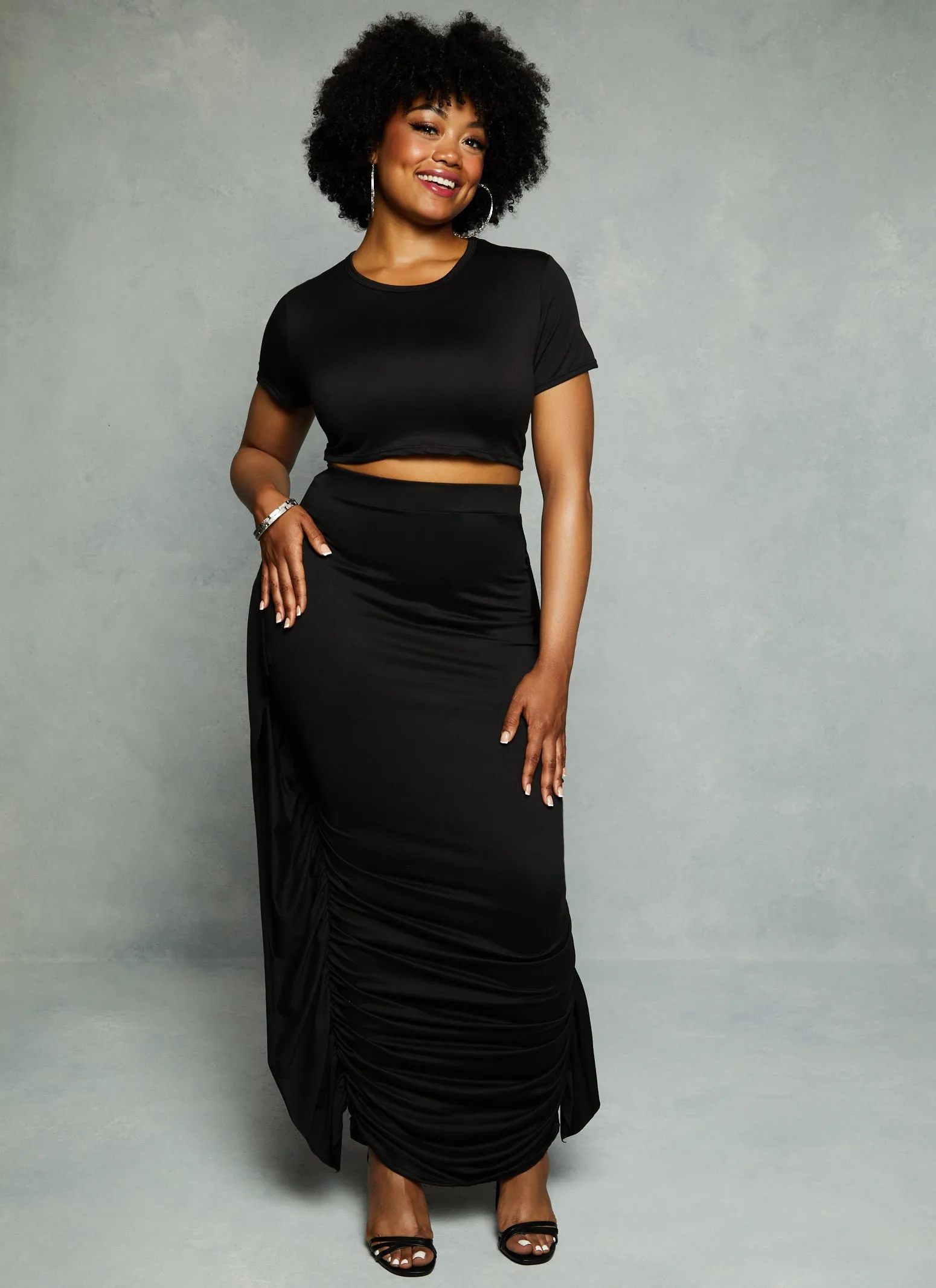 Plus Size Crew Neck Cropped T Shirt sold by Rainbow product image thumbnail 2