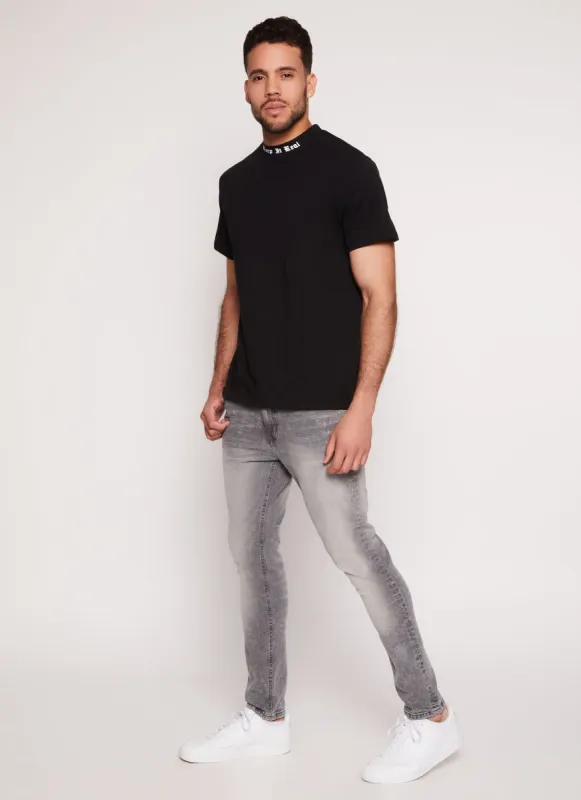 Mens Acid Wash Whiskered Skinny Jeans made by Rainbow
