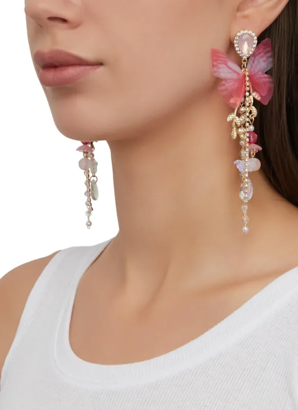 Butterfly Beaded Tassel Earrings sold by Rainbow